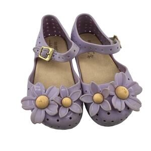 Mini Melissa Light Purple Floral Mary Janes Ankle Strap Flats Toddler Size 7